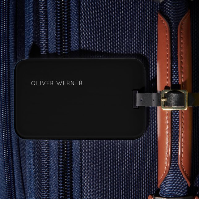 Simple Minimalist Black  Luggage Tag (Front Insitu 4)