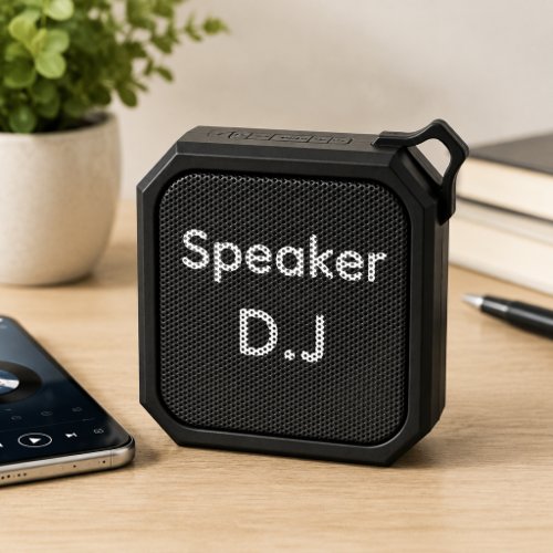 Simple Minimalist Black Modern Monogram Bluetooth Speaker