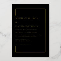 Simple Minimalist Black Modern Wedding  Foil Invitation