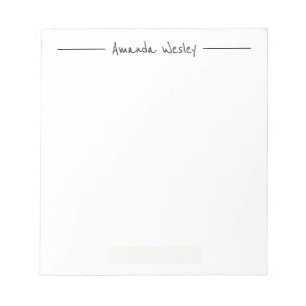 Simple Minimalist Black Monogram Full Name Notepad