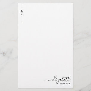 Simple Minimalist Black Monogram Initial Stationery