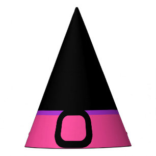 Simple Minimalist Black& Pink Halloween Witch Party Hat