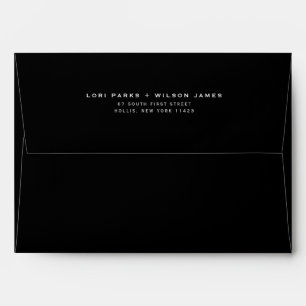 Simple Minimalist Black Printed Return Address Envelope