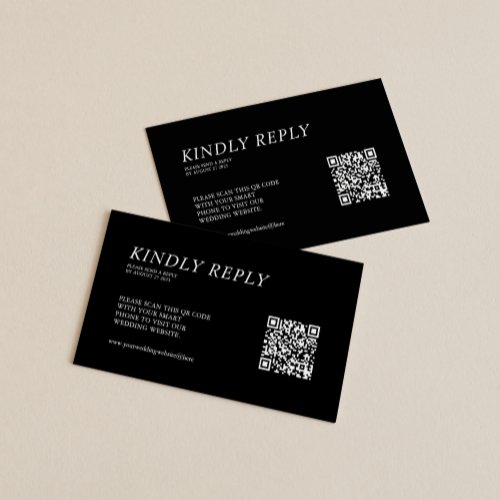 Simple Minimalist Black QR Code Wedding RSVP Enclosure Card