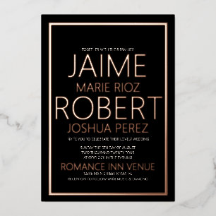SIMPLE & MINIMALIST Black Rose Wedding Foil  Foil Invitation
