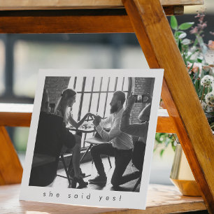 Simple Minimalist Black She Said Yes Photo Fun Save The Date