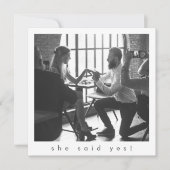 Simple Minimalist Black She Said Yes Photo Fun Save The Date (Front)