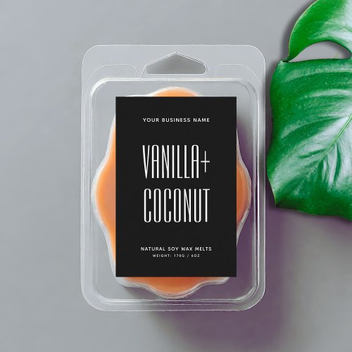 Simple minimalist black soy wax melts label