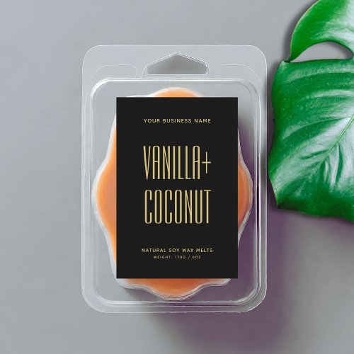 Simple minimalist black soy wax melts label