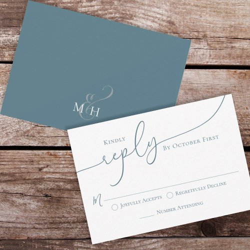 Simple Minimalist Black Text Calligraphy Reply RSVP Card