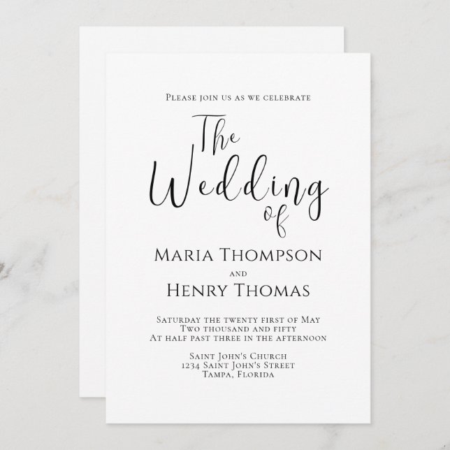 Simple Minimalist Black Text Calligraphy Template (Front/Back)