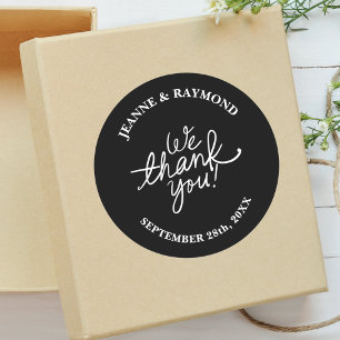 Simple Minimalist Black We Thank You Wedding Favor Classic Round Sticker