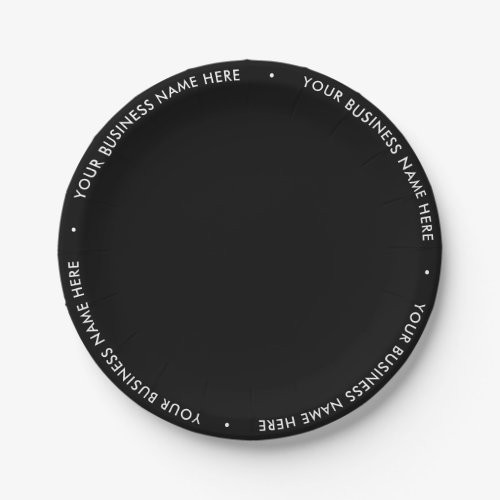 Simple Minimalist Black White Border Business Text Paper Plates