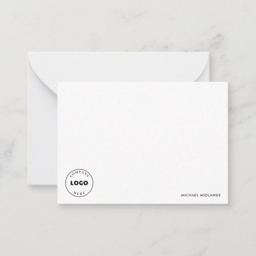 Simple Minimalist Black White Business Logo Note Card