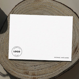Simple Minimalist Black White Business Logo Note Card