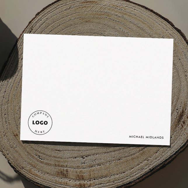 Simple Minimalist Black White Business Logo Note Card (Business Logo Minimal Thank You Notecard)