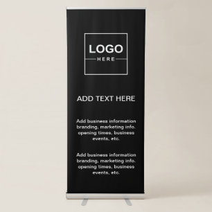 Simple Minimalist Black White Business Logo  Retractable Banner