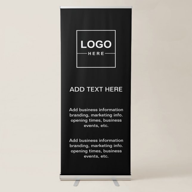 Simple Minimalist Black White Business Logo  Retractable Banner (Front)