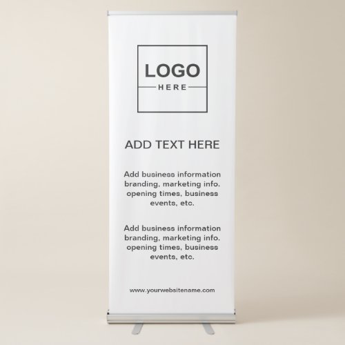 Simple Minimalist Black White Business Logo  Retractable Banner