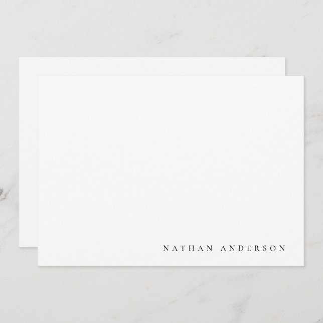 Simple Minimalist Black White Correspondence   Note Card (Front/Back)