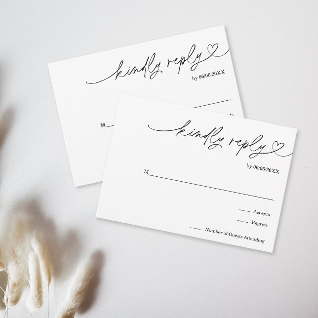 Simple Minimalist Black White Kindly Respond RSVP Card (Simple Minimalist Black White Kindly Respond RSVP Card)