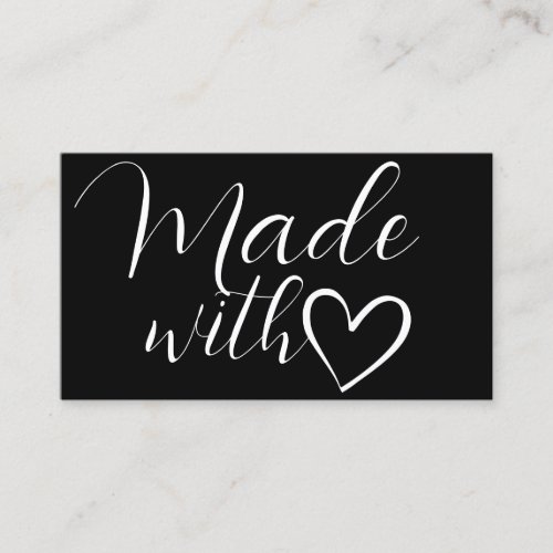 Simple Minimalist Black White Made With Love Heart Business Card