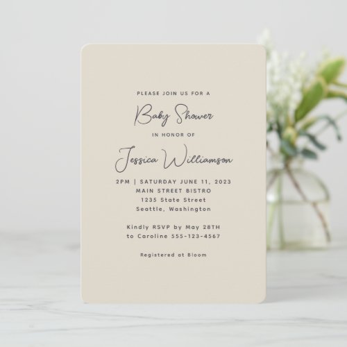 Simple Minimalist Black White Modern Bridal Shower Invitation