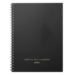 Simple Minimalist Black White Personalized Name Notebook