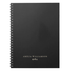 Simple Minimalist Black White Personalized Name Notebook