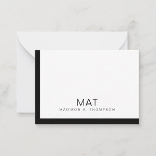 Simple Minimalist Black White Professional Note Card