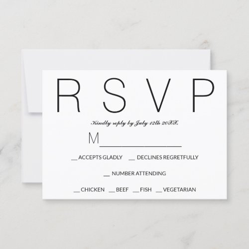 Simple minimalist black white RSVP wedding