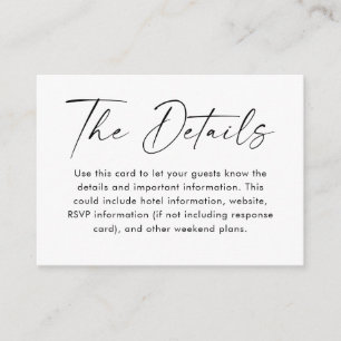 Simple Minimalist Black White Script Details Enclosure Card