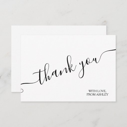 Simple minimalist black white script thank you | Zazzle