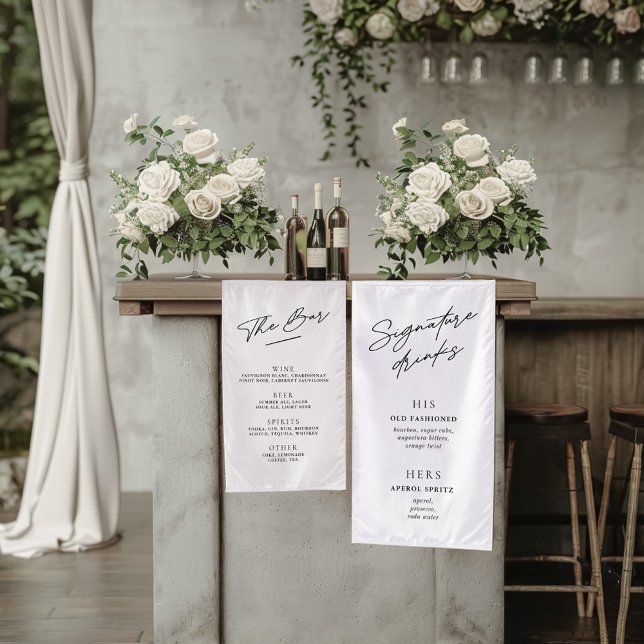 Simple Minimalist Black & White Wedding Bar Menu Banner (Creator Uploaded)
