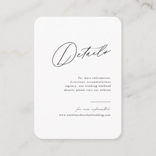 Simple Minimalist Black &amp; White Wedding Details Enclosure Card