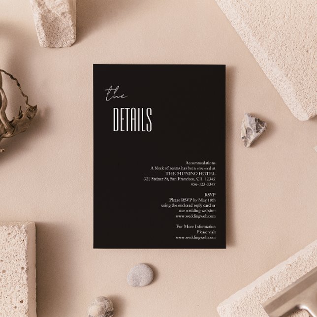 Simple Minimalist Black & White Wedding Details Enclosure Card (Creator Uploaded)