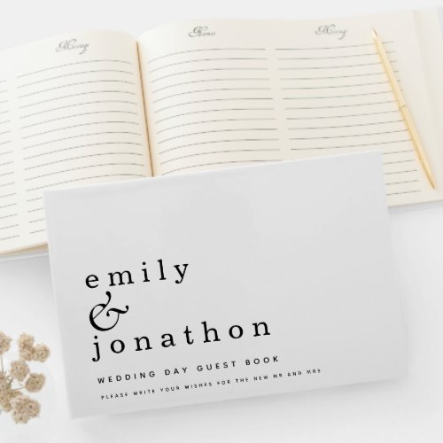 Simple Minimalist Black White Wedding Guest Book