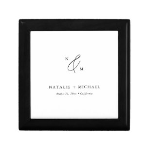 Simple Minimalist Black & White Wedding Monogram Gift Box