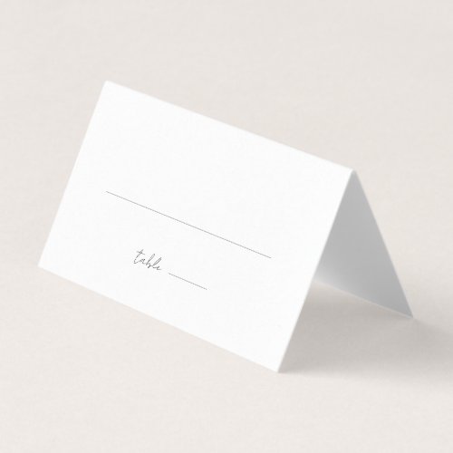 Simple Minimalist Black  White Wedding Place Card