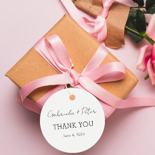 Simple Minimalist Black & White Wedding Thank You Favor Tags