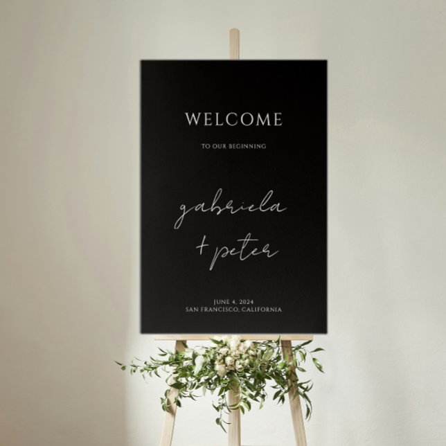 Simple Minimalist Black & White Wedding Welcome Foam Board (Creator Uploaded)