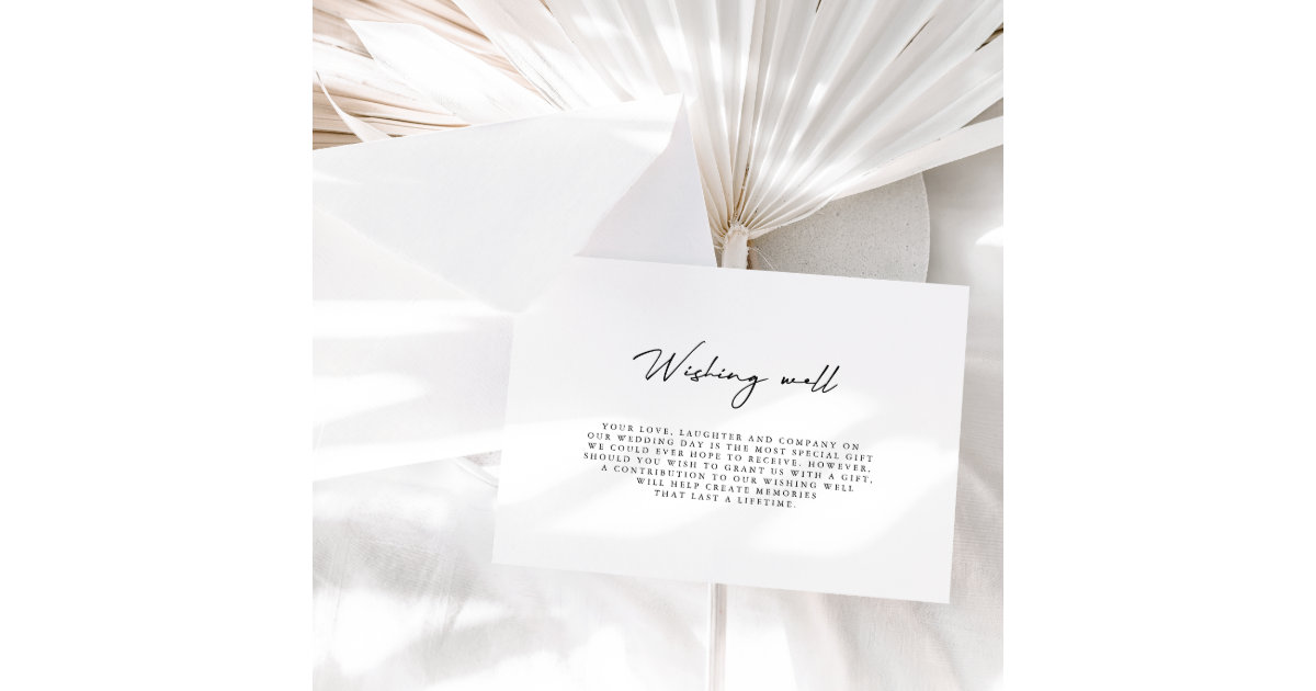 Simple Minimalist Black White Wedding Wishing Well Enclosure Card | Zazzle