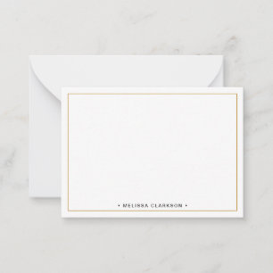Simple Minimalist Black & Yellow Gold Border Note Card