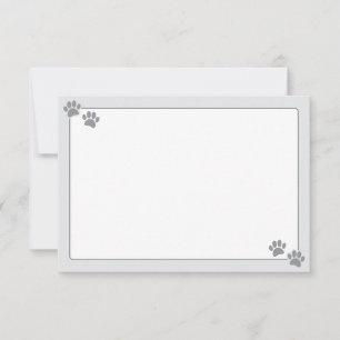 Simple Minimalist Blank With Border Dog Paw Prints Note Card