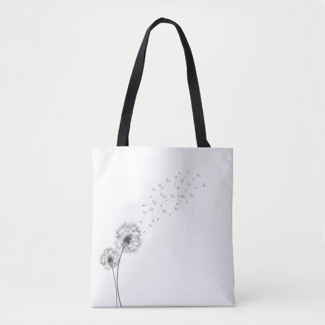 Simple Minimalist Blowing Dandelion | Tote Bag (Front)