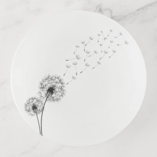 Simple Minimalist Blowing Dandelion Trinket Tray