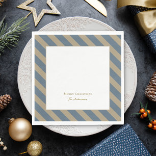 Simple Minimalist Blue and Beige Merry Christmas Napkins