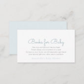 Simple Minimalist Blue Baby Shower Book Request Enclosure Card (Front/Back)