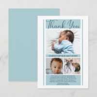 Simple Minimalist Blue Baby Shower Boy Thank You