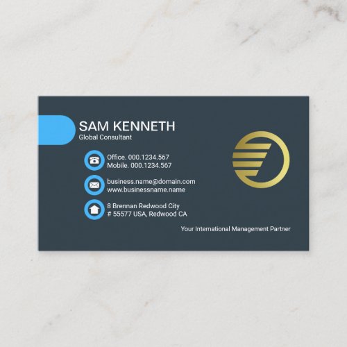 Simple Minimalist Blue Buttons Tab Consultant Business Card